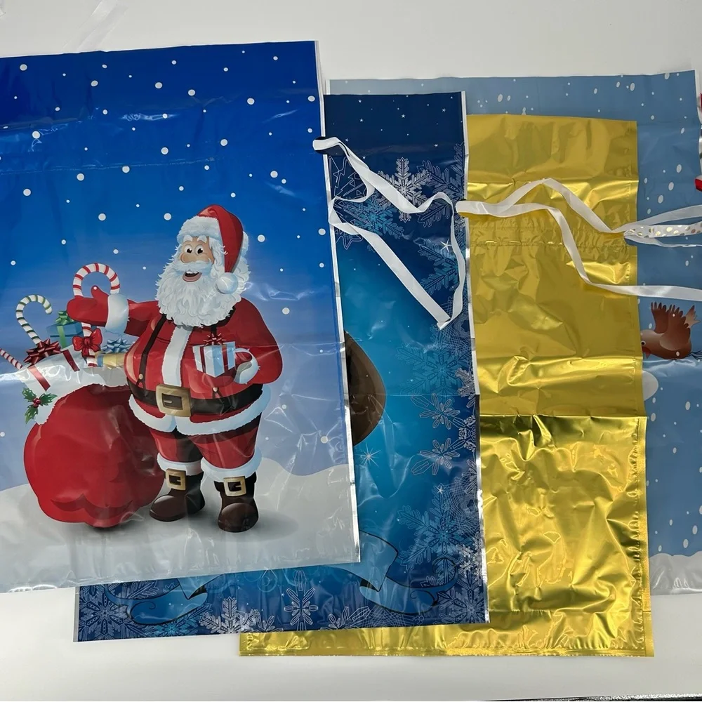 Christmas drawstring gift bags set of 4
